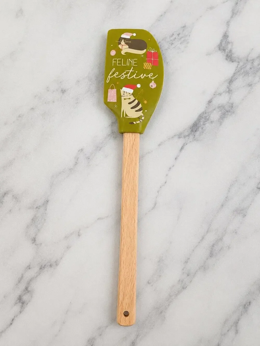 Karma “Feline Festive” Christmas Cat Silicone Spatula with Wooden Handle